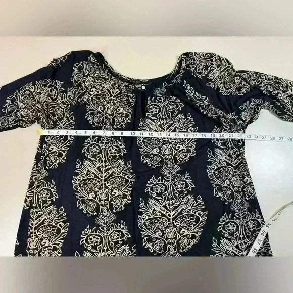 LUCKY BRAND BLOUSE WOMEN'S SIZE 1X SOFT VISCOSE  3/4 SLEEVE Paisley Black Tan - Picture 7 of 13